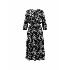 Vintage REO Originals Black White Floral Midi Dress Belted ILGWU Made in USA 10